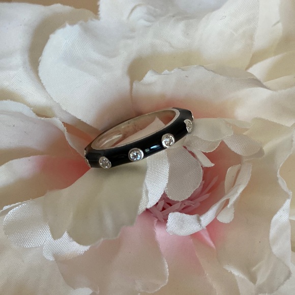 Silpada Jewelry - Silpada Sterling Silver Black Enamel and Crystal Ring Size 8